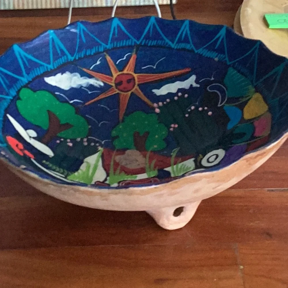 Vintage Mexican Tonala Painted Pottery Pitcher - Picture 6 of 16